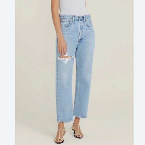 Agolde Denim - Agolde 90s High Waisted Loose Cropped Jeans Size 25